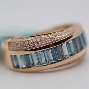EFFY 14k Rose Gold Baguette Topaz Diamond Ring